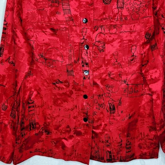 Chico's Linen Silk Blend Button Down Shirt Size 10 - Picture 3 of 10